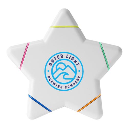HL004-彩色5色五角星荧光笔记号笔创意儿童学生学校企业办公礼品可印刷logo...